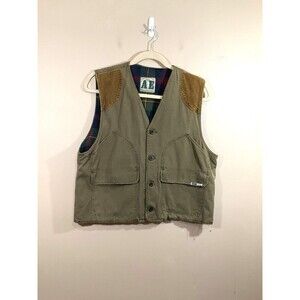 VTG American Eagle Mens Flannel Lined Shooters Vest L Brown Outdoors Hunting
